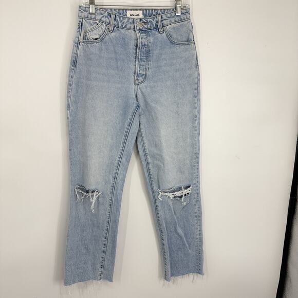 Rollas High Rise Regular Fit Straight Leg Jeans size 27 Light Blue Denim 30" ins - Picture 13 of 13